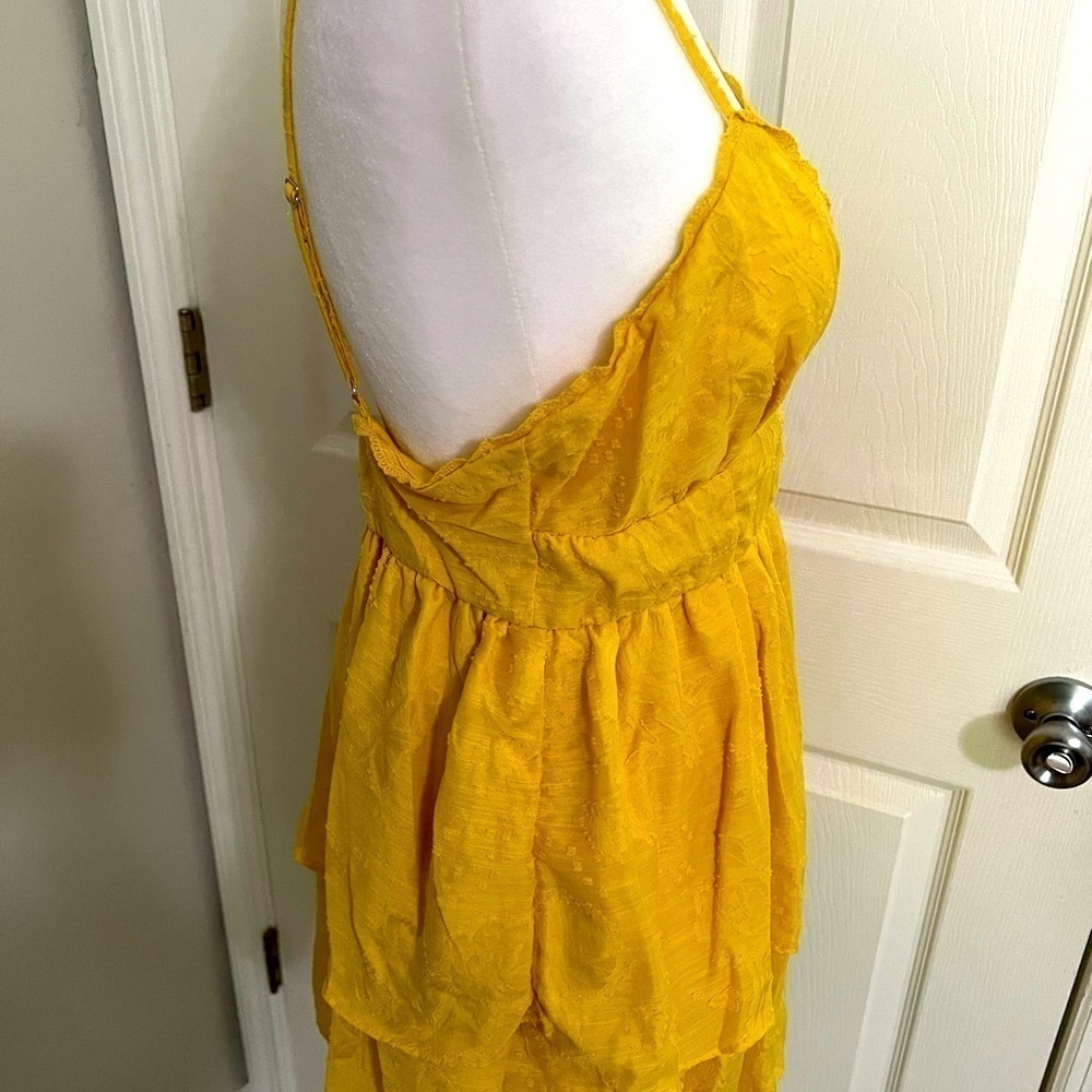 Wild Fable yellow halter spaghetti straps two tier dress Junior size L - Picture 4 of 8